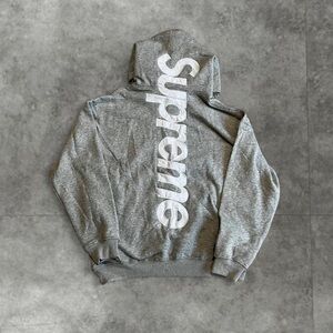 Supreme Gray Applique Hoodie with White Logo